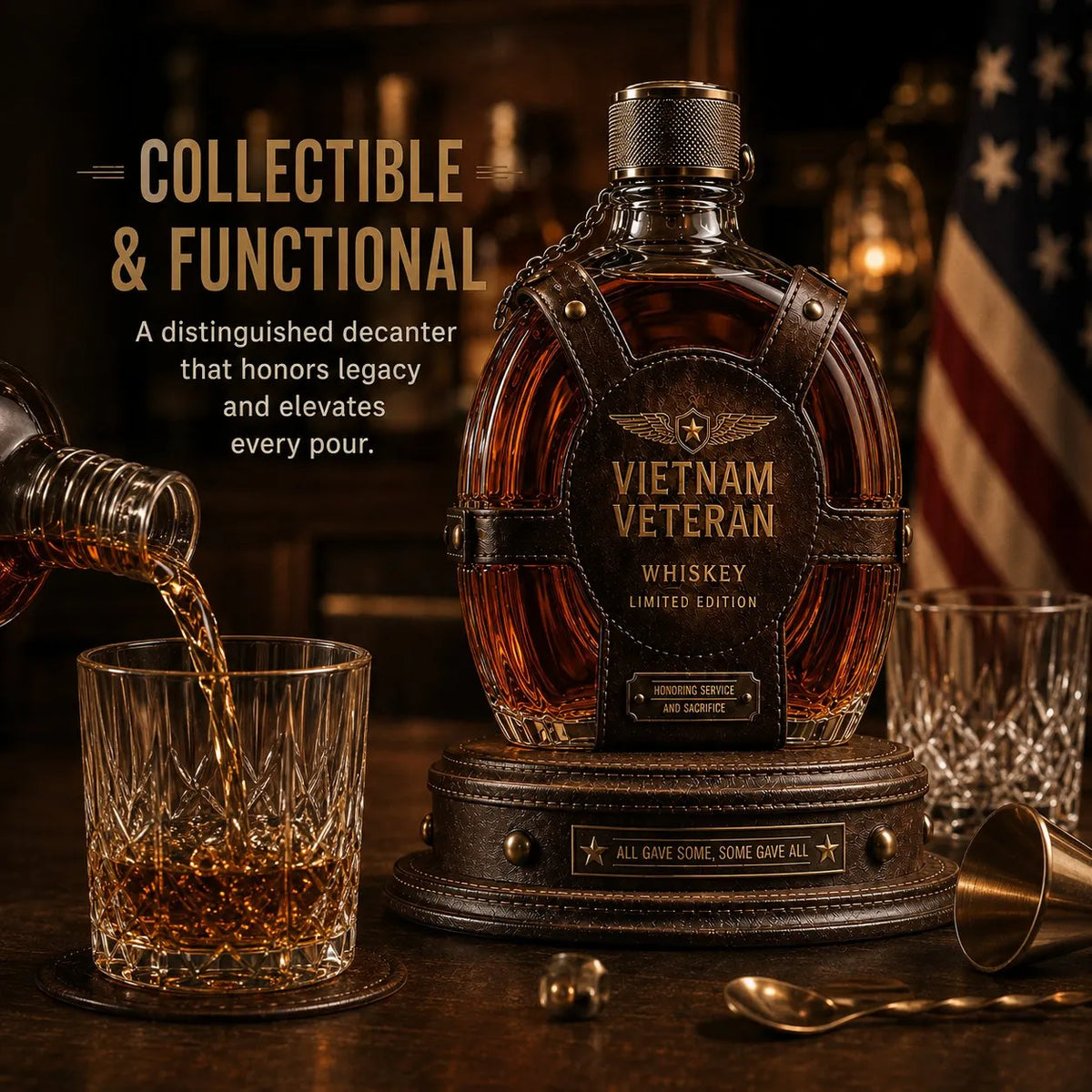 🔥HOT SALE🔥💥🏆Military Tribute Whiskey Decanter – Collectible Veteran Display Bottle With Gift Box