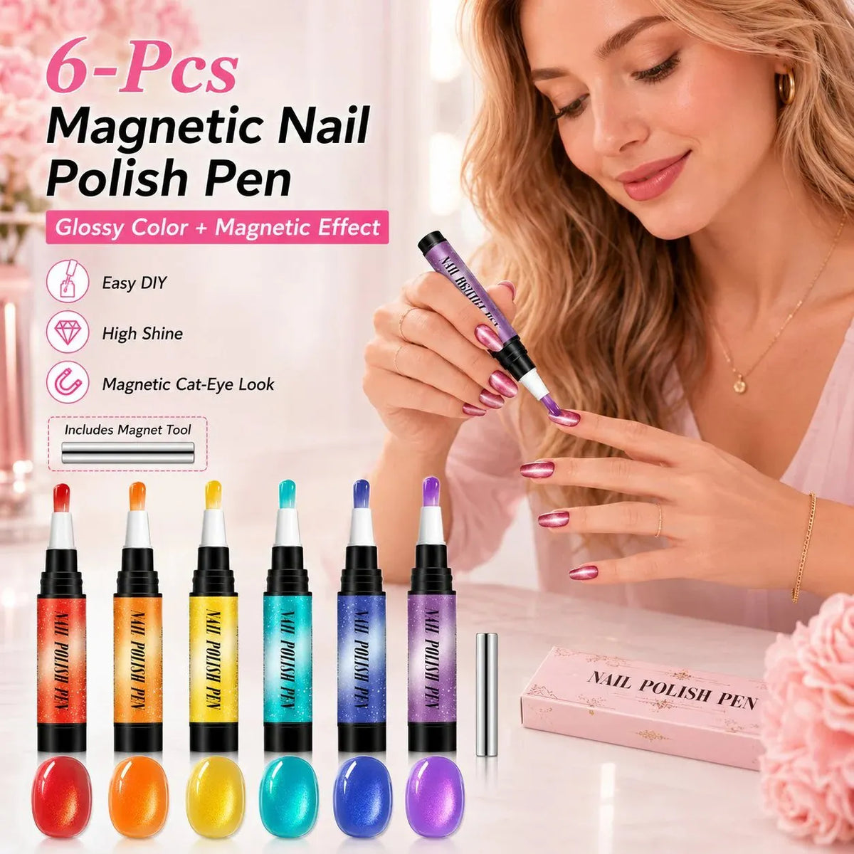💅 6PCS One-Step Gel Nail Art Pen Set – Salon Beauty at Home