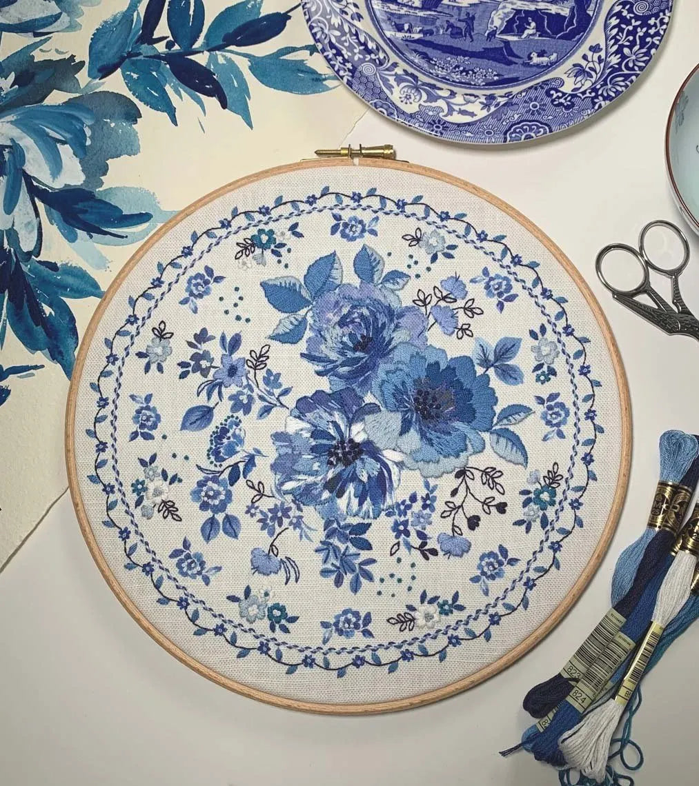 🔥LAST DAY 50% OFF - Blue Floral Embroidery Kit