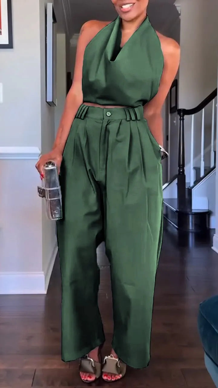 ๐ฅ49% OFF! Women's Halter Neck Cotton & Linen Sleeveless Casual Suit ๐