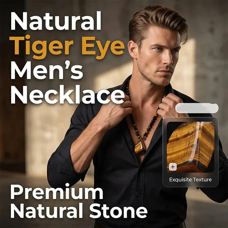 🔥 HOT SALE 🔥💎 2026 Sale — Over 29,000 Sold!🔥 Men's Tiger's Eye Beaded Necklace – Natural Gemstone 🧿