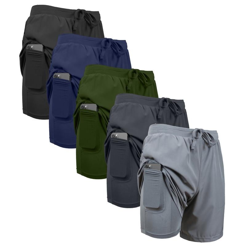 🎉3-Pack Men's 2 in 1 Stretch Active Quick Dry Gym Running Shorts With Liner