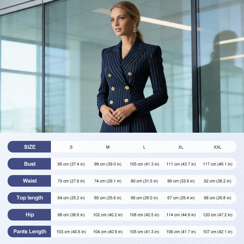 🎁 50% discount on the new 2026 collection💥Women's suit with stripes and double button closure, of high quality