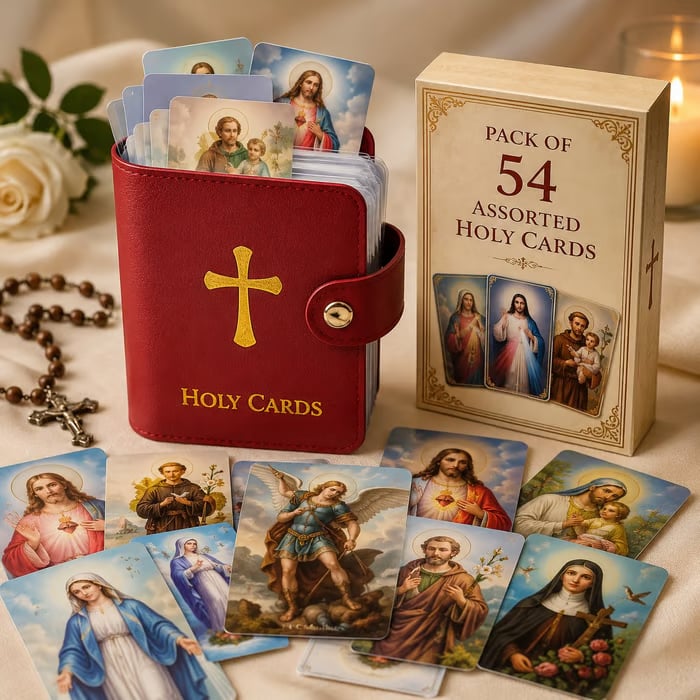 ✝️🙏Catholic Faux Leather Holy Card Holder – Pocket Prayer Card Organizer with Snap Closure