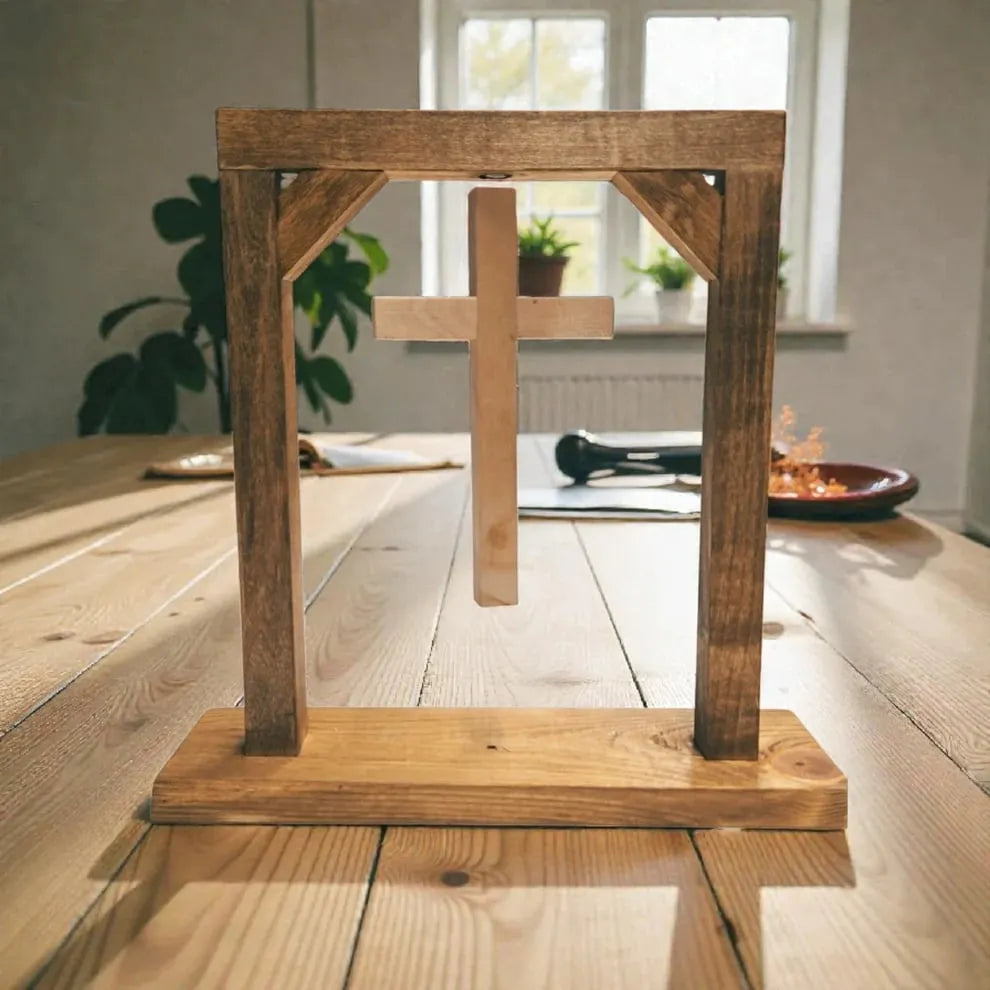 ✝️ Handmade Floating Wooden Cross Tabletop Decor