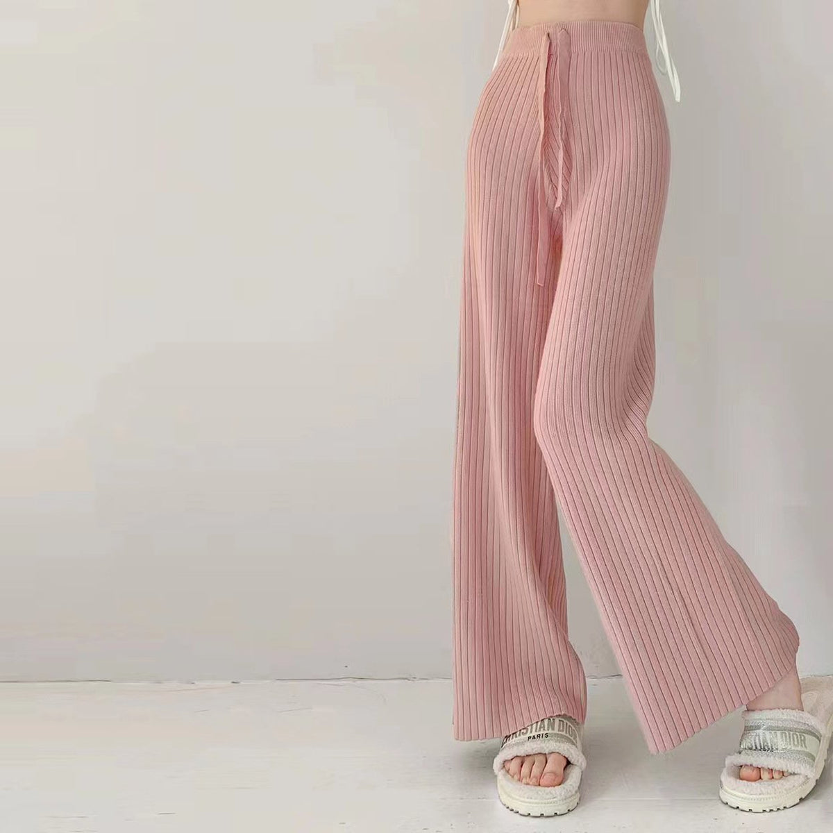 Striped Wide Leg Knit Casual Pants (Buy 2 Free Shipping)