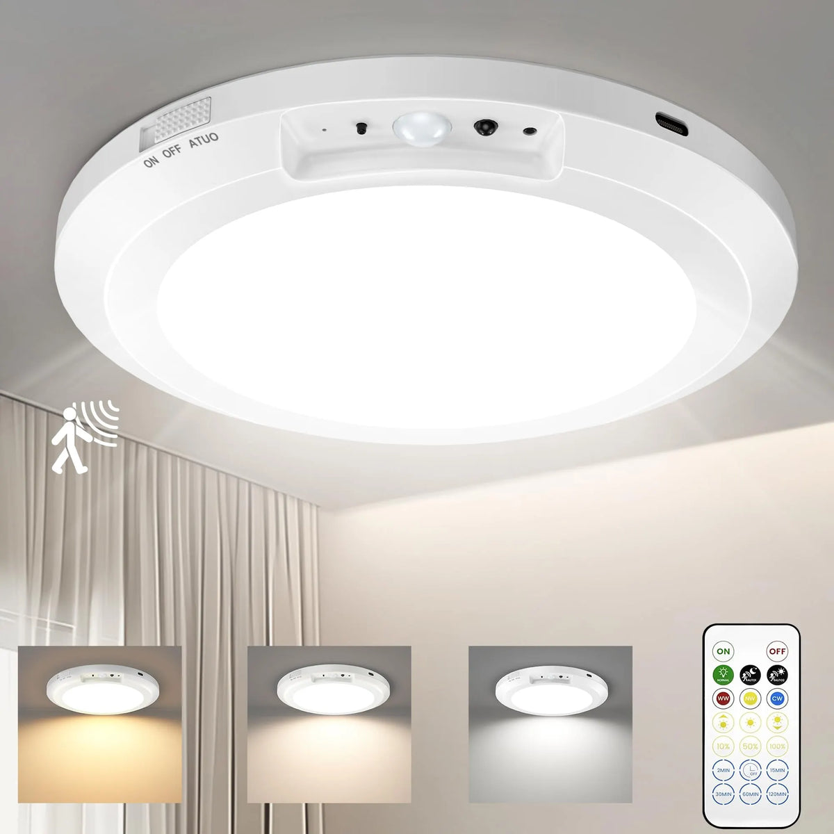 š„HOT SALEš„Upgraded Wireless Rechargeable Motion Sensor Ceiling Light with Remote