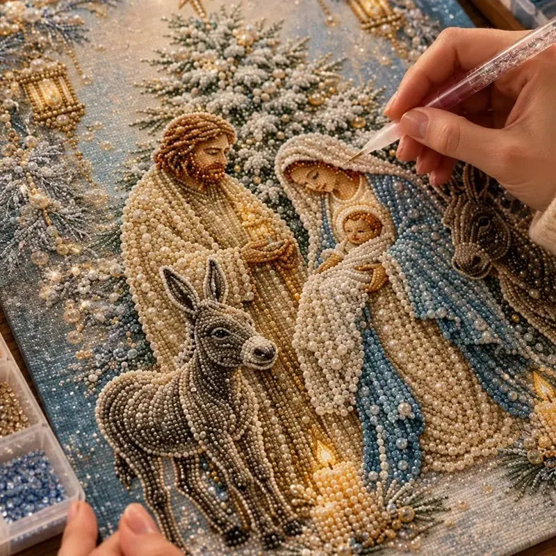 ๐๐ Premium 3D Diamond Jesus Birth Nativity Scene Painting Art Kit | Luxury Flocked Canvas with Scratch-Resistant Non-Fading Diamond Beads DIY Christmas Faith Decor ๐โ๏ธ๐