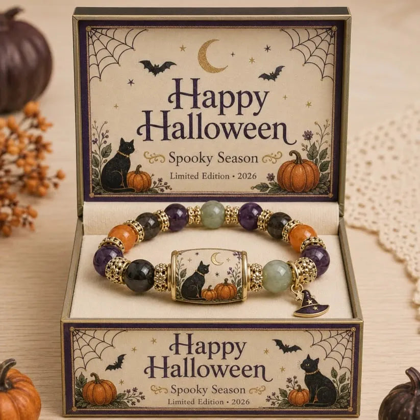 👻Limited Edition 2026 Halloween Black Cat Pumpkin Beaded Bracelet Gift Set🎁
