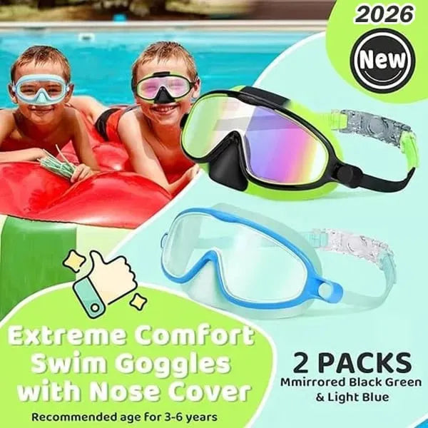 🏊♀️ Buy 1 Get 1 Free🏊♀️-2026 HD children's large frame waterproof and anti-fog swimming goggles