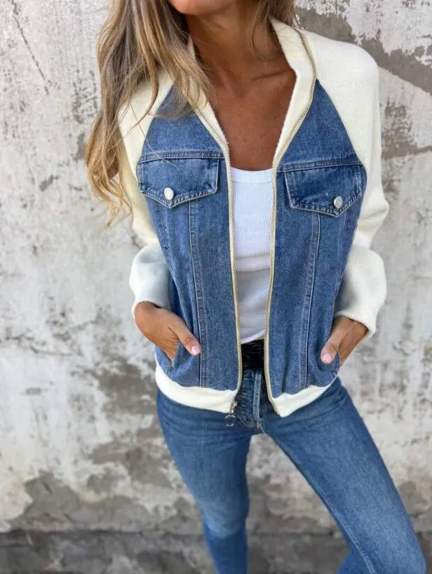Women Winter Casual V-neck Zipper Jacket