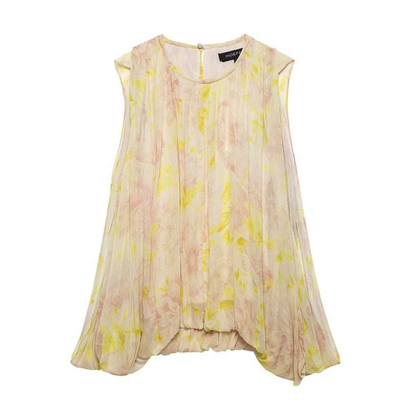 Puff Sleeve Asymmetric Hem Printed Shirt