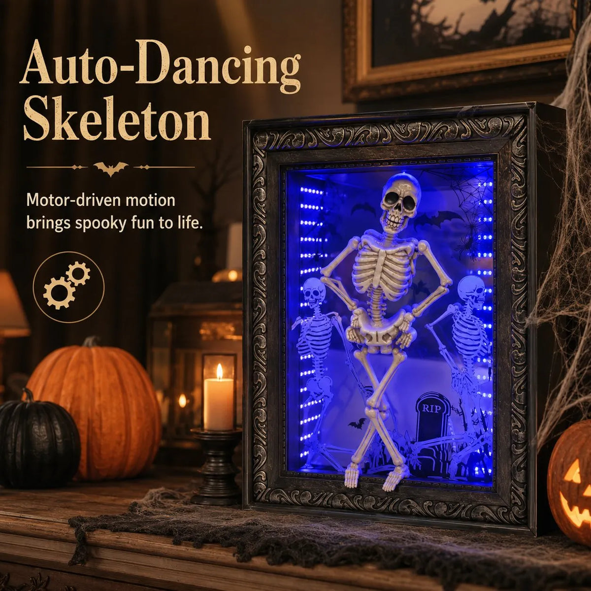 🎉💀Dancing Skeleton Infinity Mirror Frame | Stunning Depth LED Decor, Perfect Halloween Gift For Gothic Style Fans