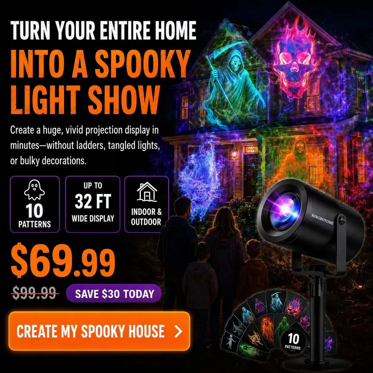 🔥HOT SALE🔥🎃32FT HD Halloween Projector | That Disappoint Your Halloween Party | 10 Unique HD Projection Patterns