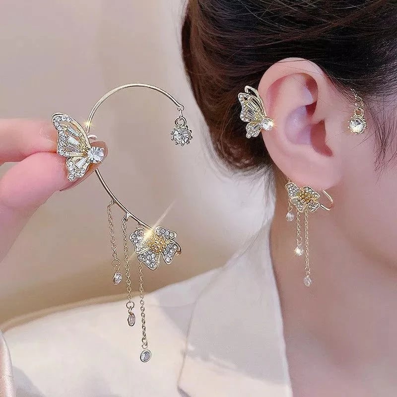 🔥HOT SALE🔥✨🦋Cubic zirconia earrings with butterfly fringes