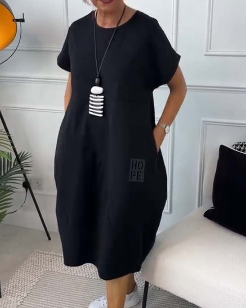 Yvenna - Simple Short-Sleeved Casual Dress