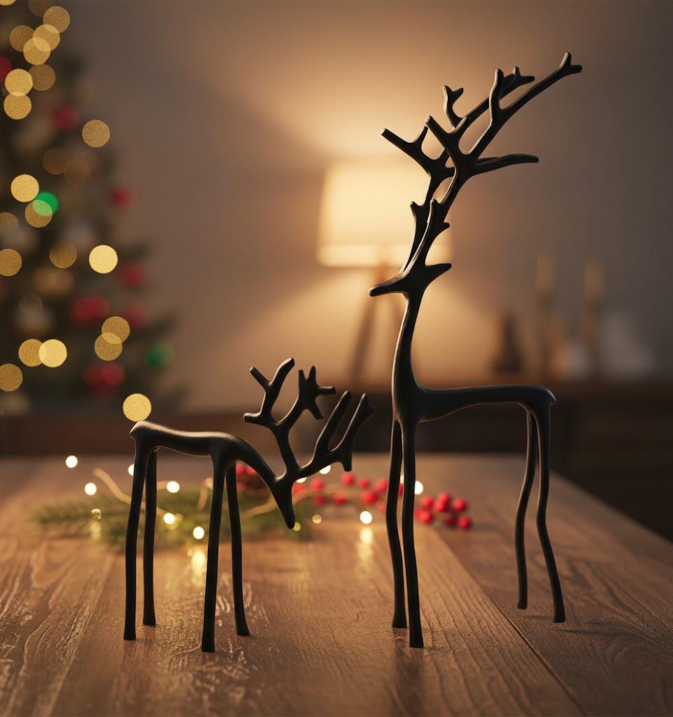 Black Reindeer Statues-Christmas Decorations
