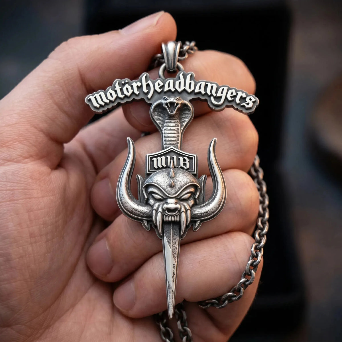 Motorheadbangers Cobra Dagger Pendant Necklace