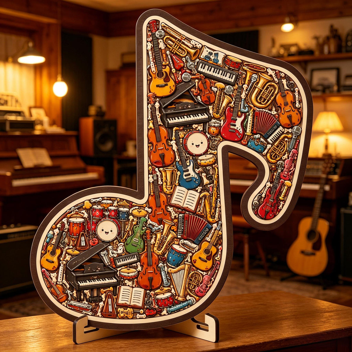 🔥Last Day 50% OFF - 🎶 Wooden Musical Note Instrument Jigsaw Puzzle Decor | Protective Coating & Moisture-Resistant Finish✨