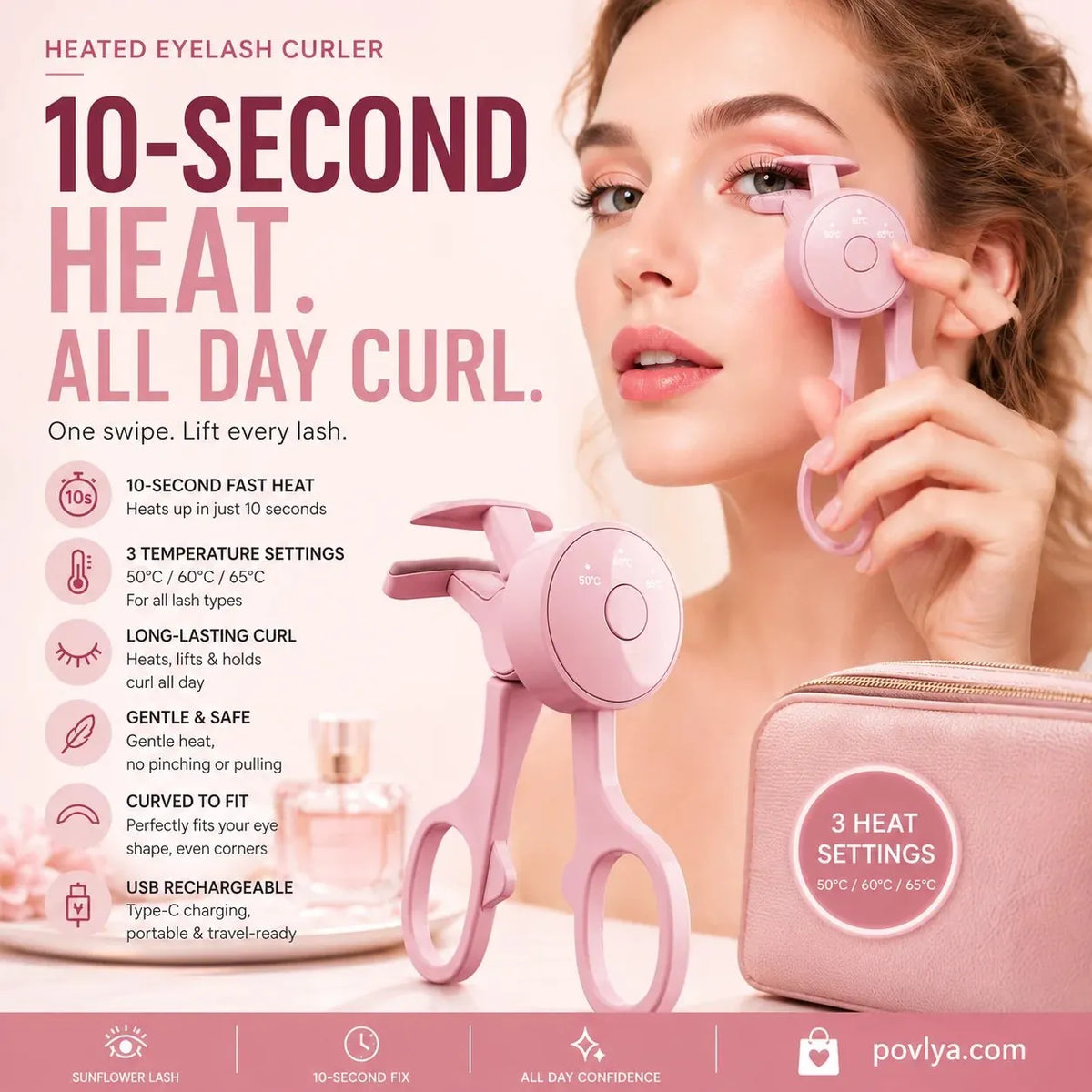 🔥HOT SALE🔥💗 Heated Eyelash Curler – 10-Second Heat, 3 Temp Settings & USB-C Rechargeable ✨