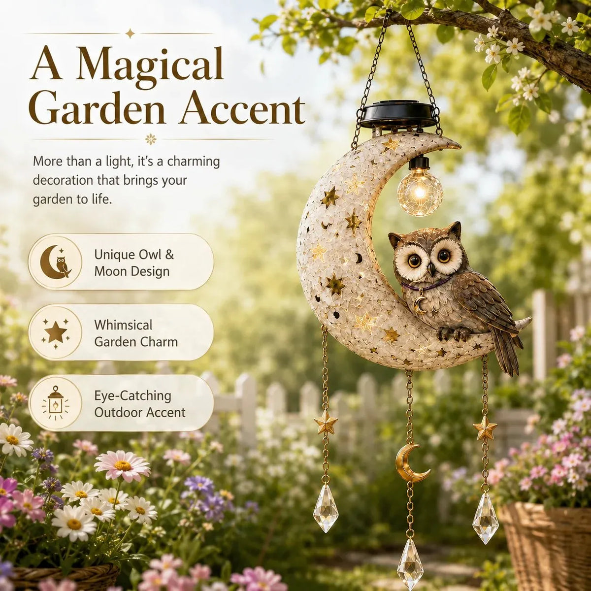 🎉 Solar Owl Moon Garden Light(21.3in*7.9in*13.0in)