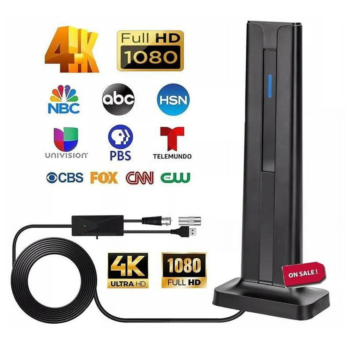 4K HDR TV Antenna - 1000+ Miles Long Range