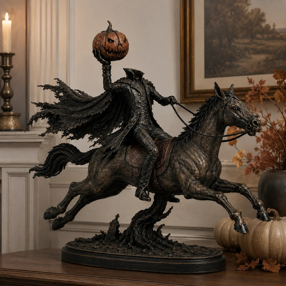 Lighted Headless Horseman Statue
