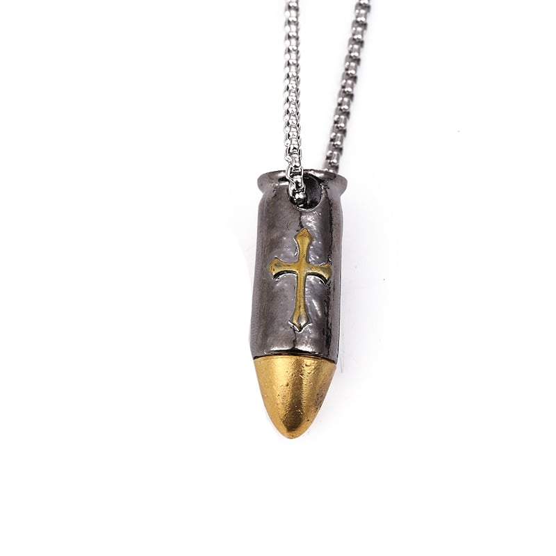 Holy Cross Bullet Skull Necklace