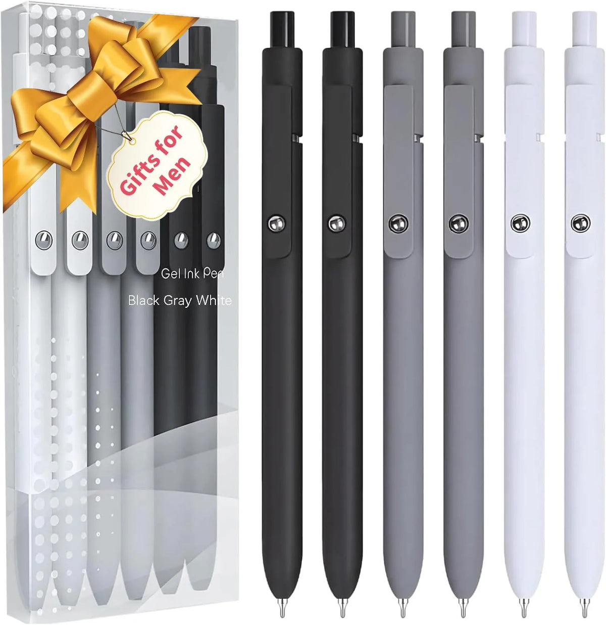 🎉🔥Black Gel Pens, 6Pcs 0.5mm Gel Pens Fine Point, Quick Dry Retractable Gel Pen Set, Smooth Writing Pens for Office Work, Note Taking, Black Ink Pens for Men Women(Black)