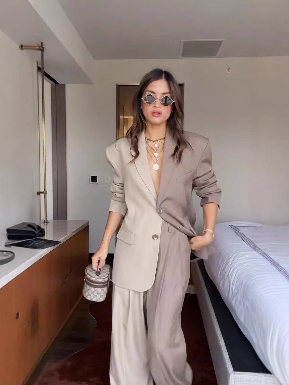 Stylish Two-Tone Blazer Set