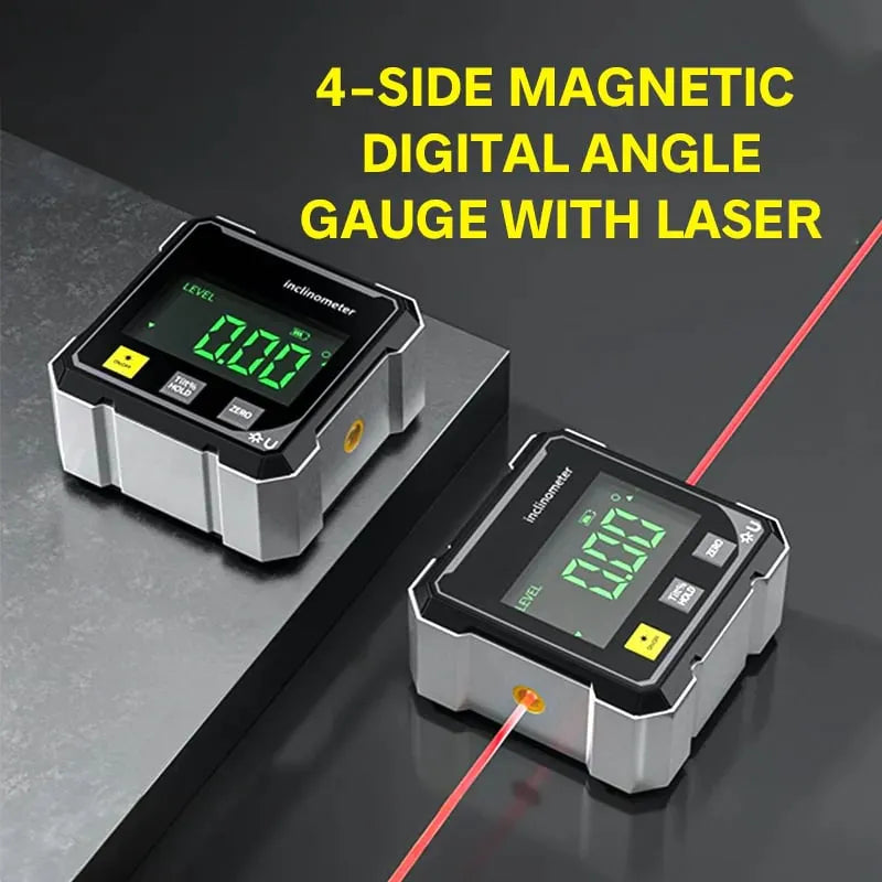 🔥HOT SALE🔥4-Side Magnetic Digital Angle Gauge with Laser
