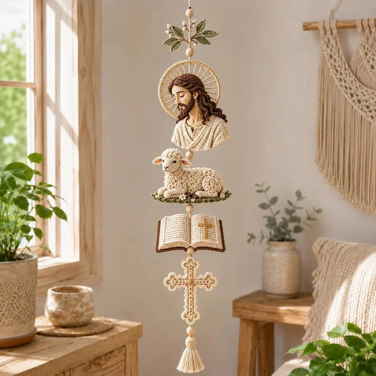 🔥 HOT SALE 🔥✝️Blessed Faith Hanging Cascade – Finished Ornament or DIY Crochet Kit