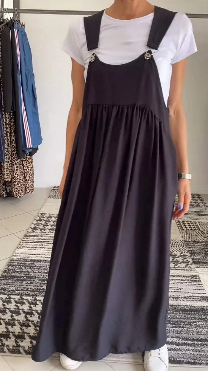 Relaxed Fit Cotton and Linen Suspender Dress (Buy 2 Free Shipping)