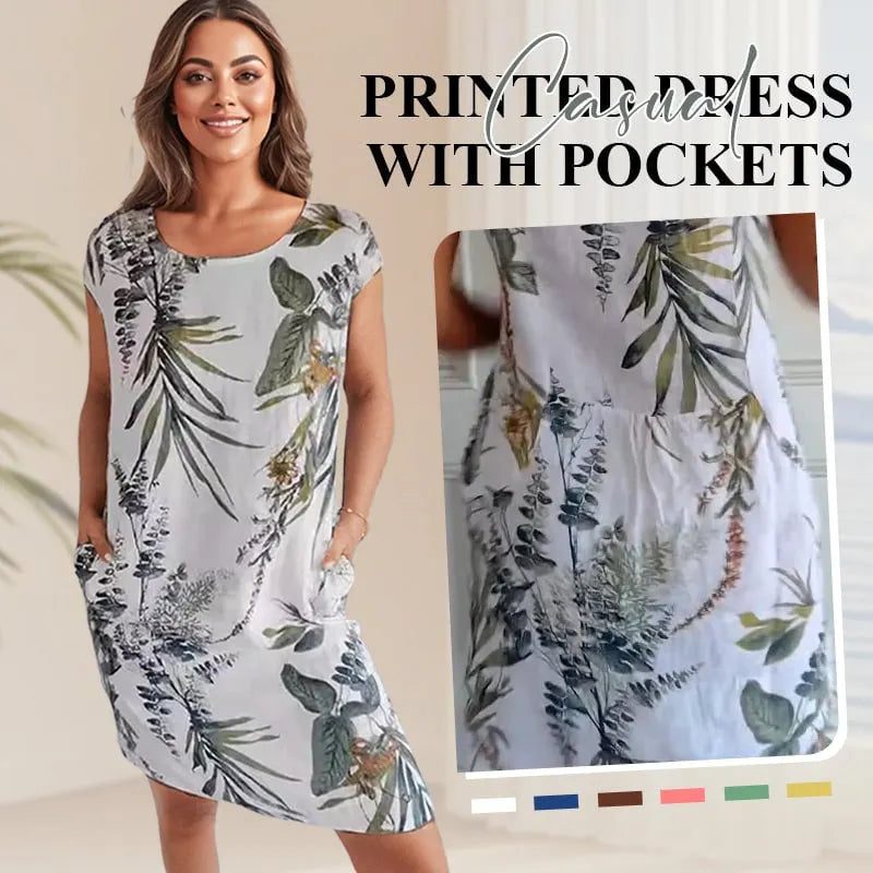 🌸🌸 Casual Printed Dress with Pockets