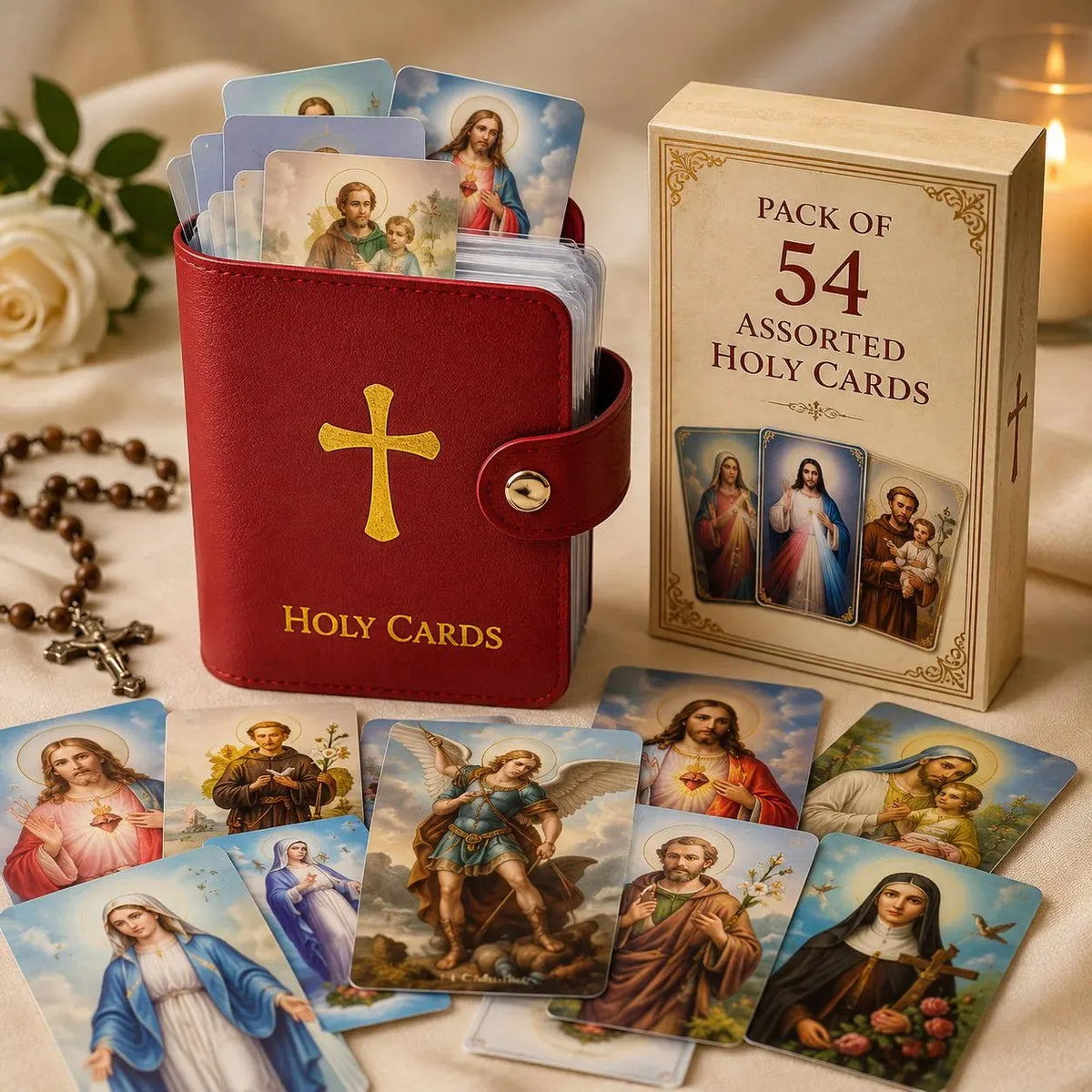 🎉✝️ Catholic Leather Holy Card Holder – Pocket Prayer Card Organizer with Snap Closure