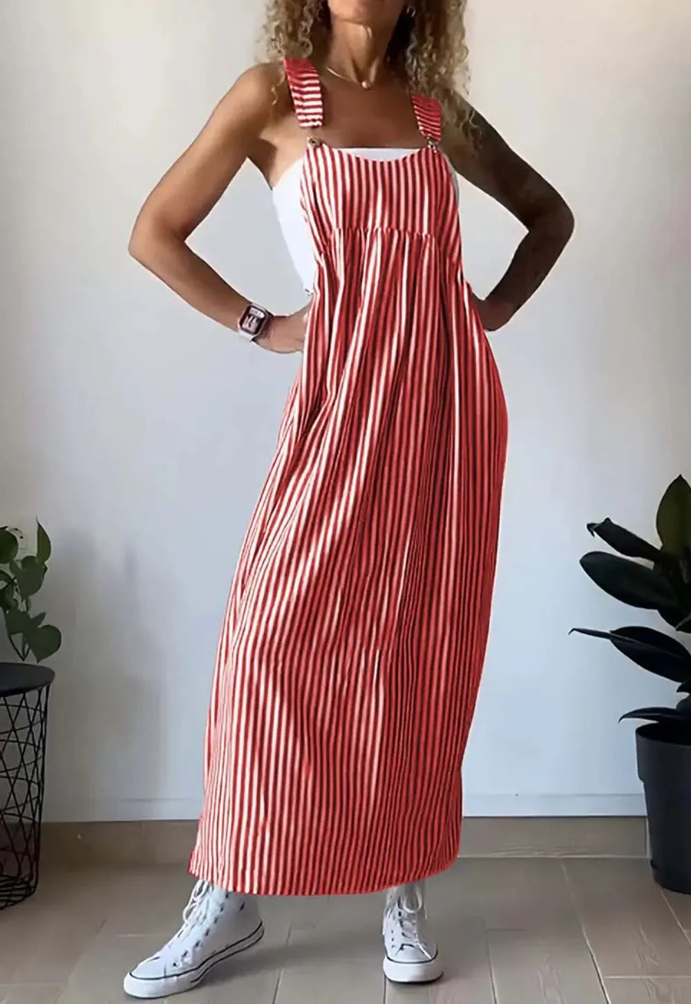 Casual striped suspender dress(buy 2 free shipping)