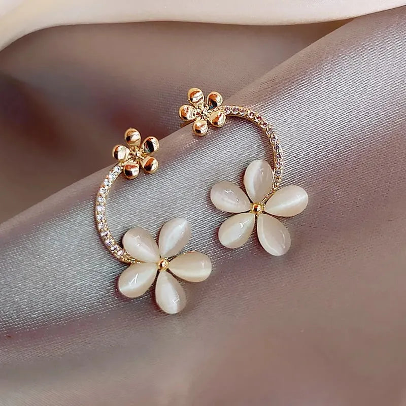 Korean Style Light Luxury Flower Stud Earrings