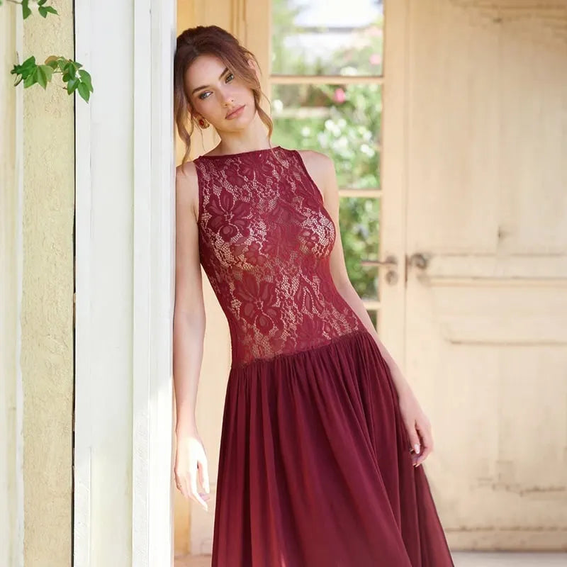 Lace Splicing Sling Dress