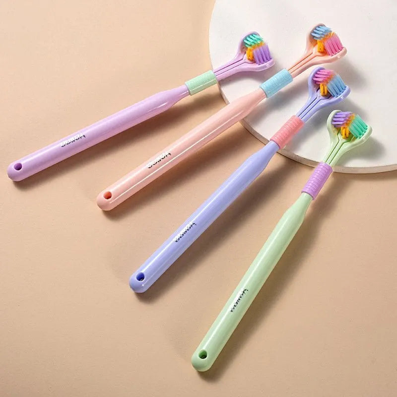 Three-Sided Soft Hair Tooth Toothbrush