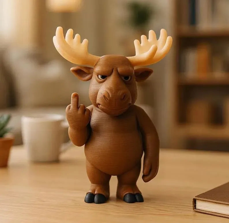 Middle Finger Moose Figurine