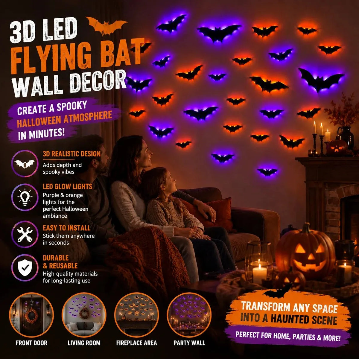 🎉 🦇 Halloween Sale: 3D LED Flying Bat Wall Decor – Create a Spooky Atmosphere in Minutes