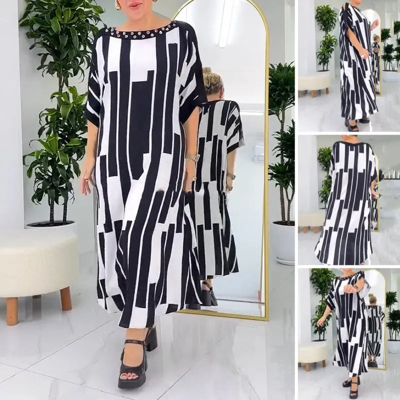 Elegant Black and White Maxi Dress for Women