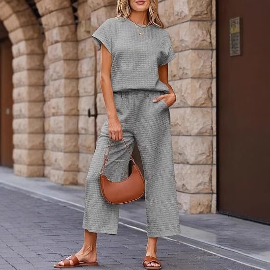 Women's Casual Textured Tops and Wide Leg Pants Lounge Sets (Buy 2 Free Shipping)