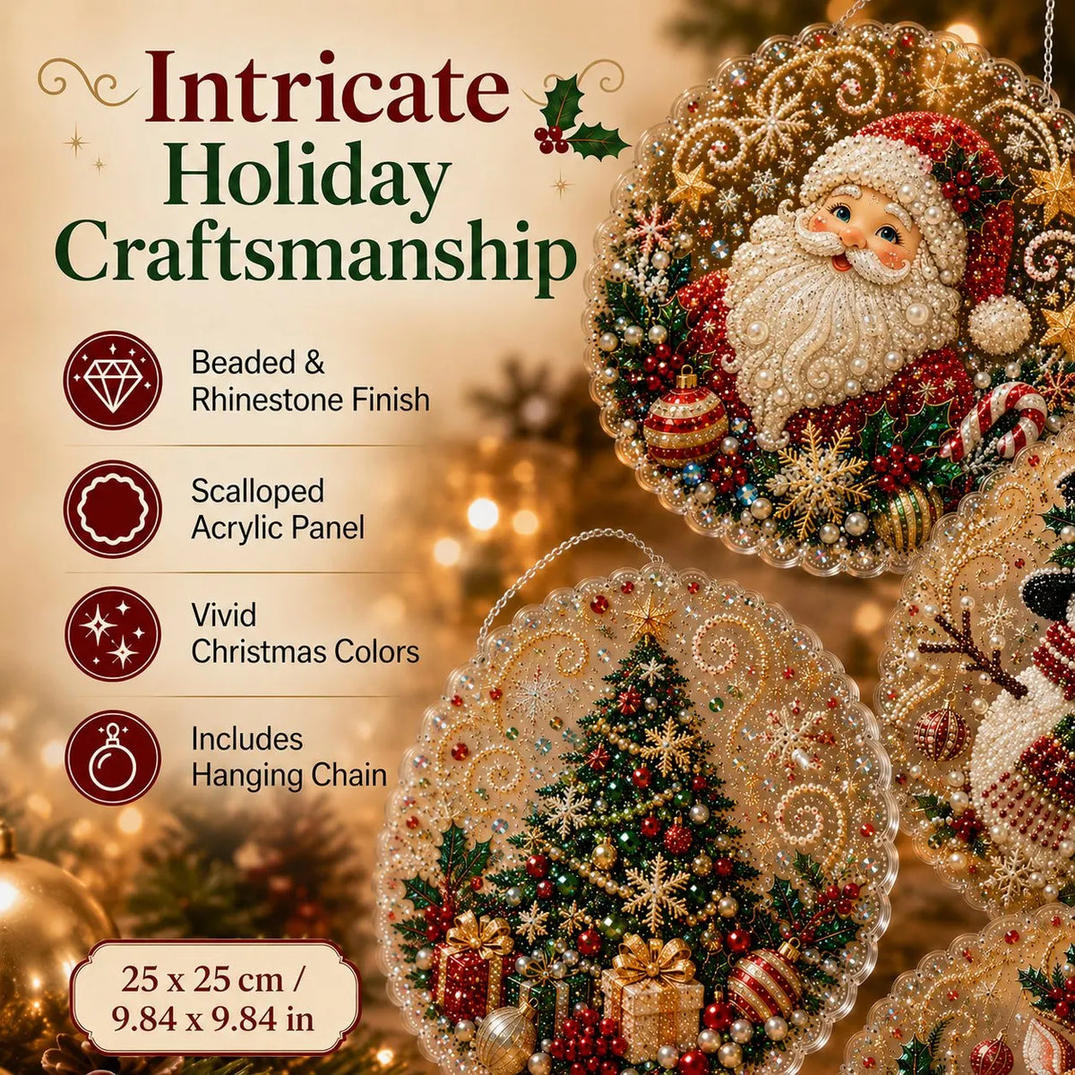 🎉🎅 Acrylic Christmas Diamond Ornament Kit — Create a Sparkling Holiday Decoration! ✨