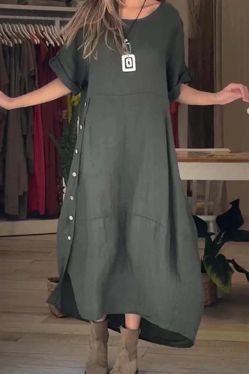 Cotton and linen loose long dress