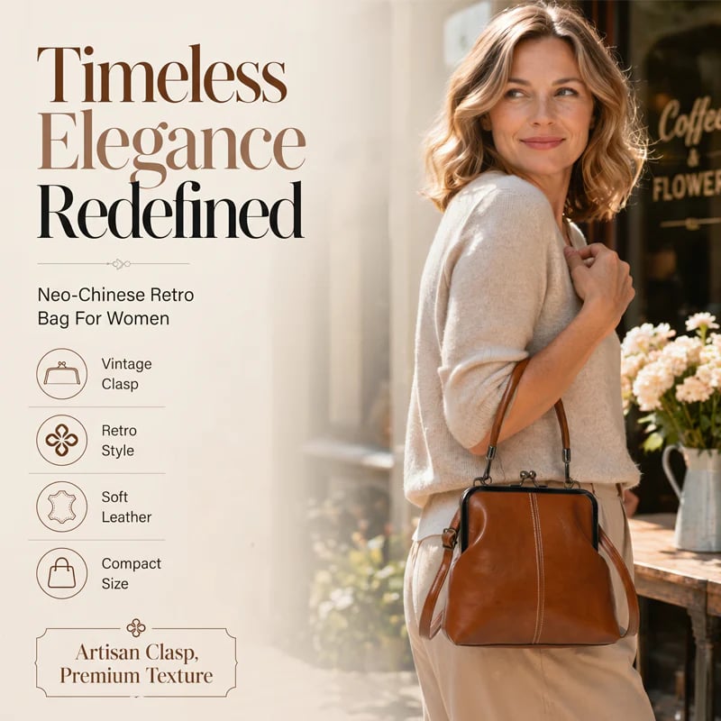 🔥 HOT SALE 🔥Vintage Kiss-Lock Bag – 2-in-1 Carry & Organized