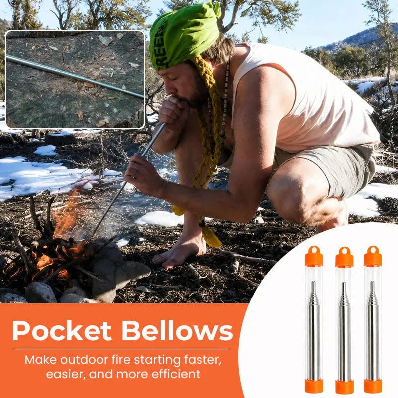 🔥 Extendable Pocket Fire Blower | Compact Stainless Steel Campfire Booster