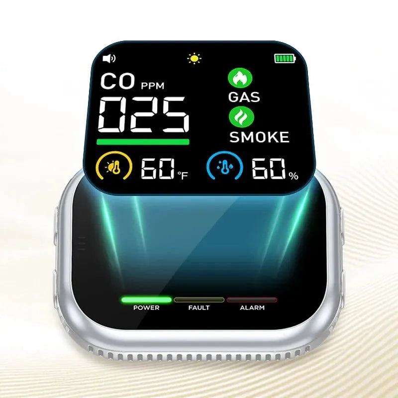 🎉🛡️ Multi-Function Home Safety Detector – CO, Gas, Smoke, Temperature & Humidity Monitor