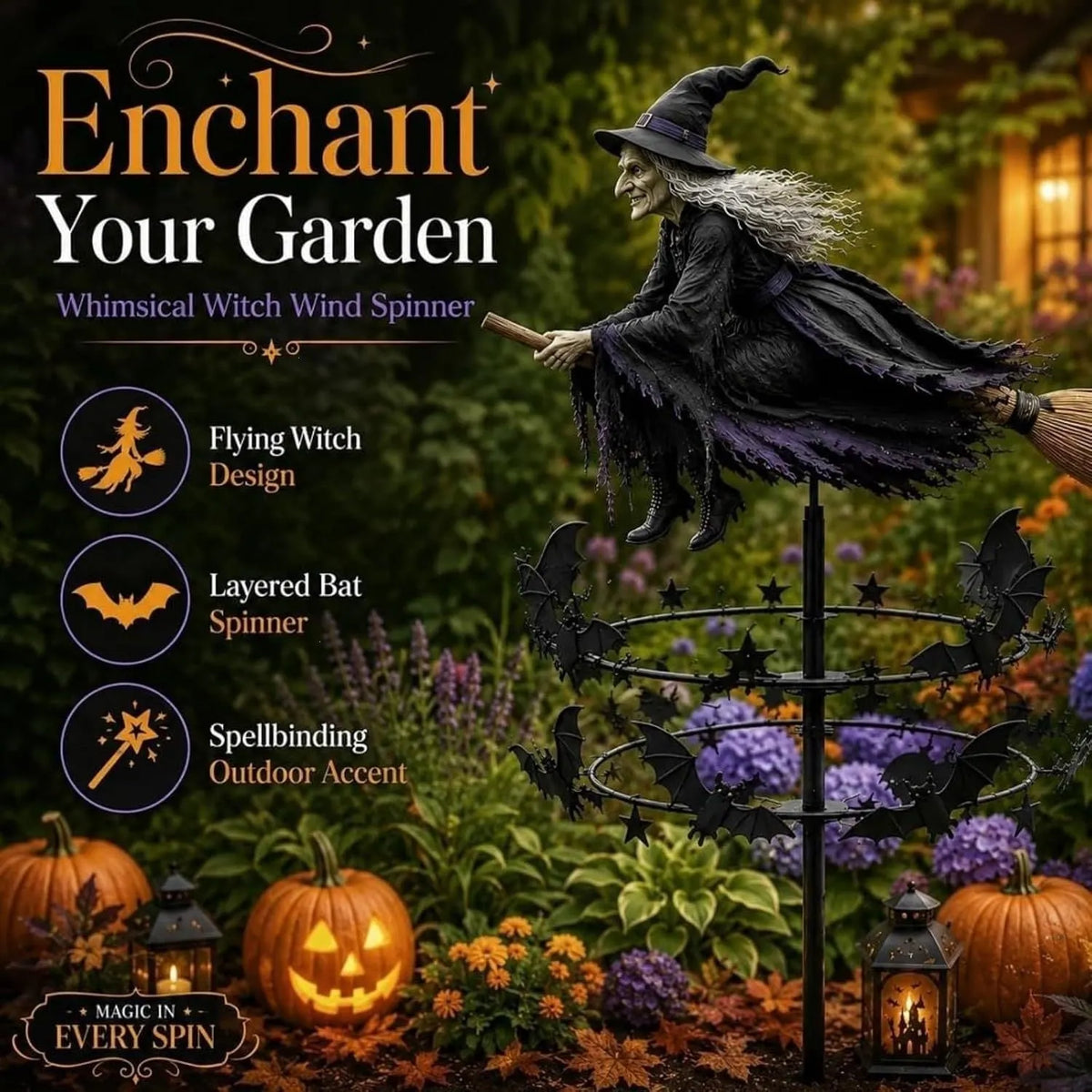 🔥Last Day 60% OFF 🧙♀️ The Enchanted Witch Garden Wind Spinner