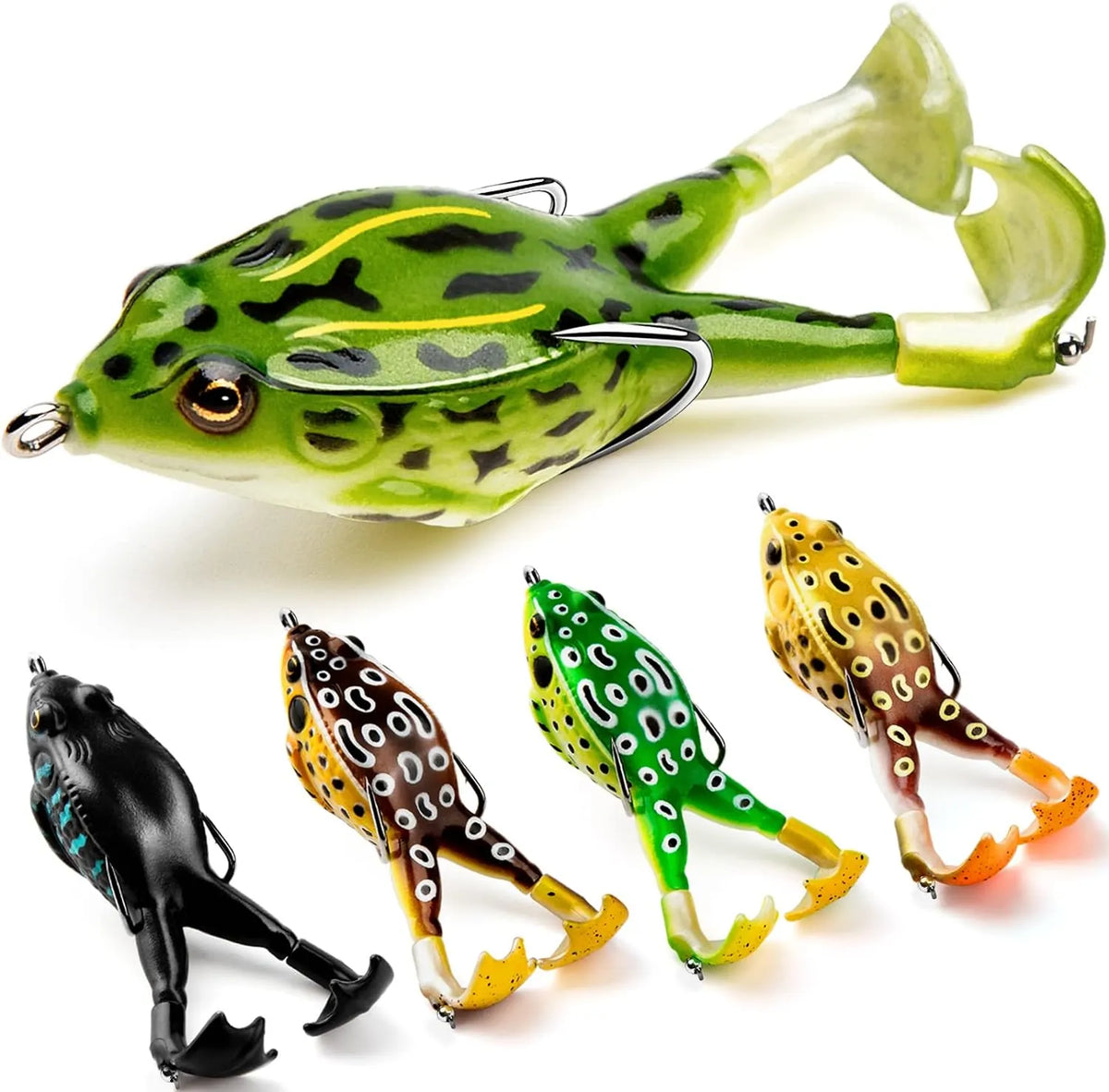 🎉🔥HOT SALE🔥🐸Frog Lure Bass Trout Realistic Prop with Weedless Hooks for Freshwater Saltwater